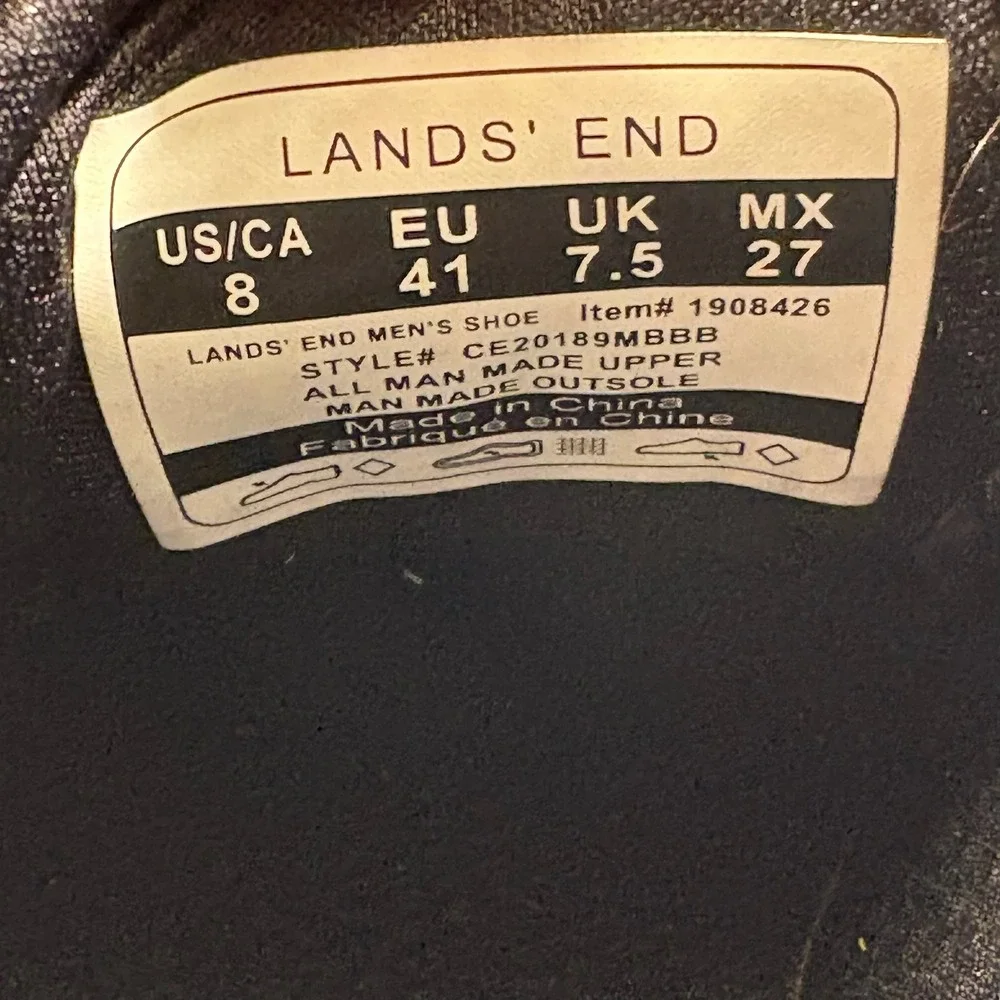 Lands' End Sport Oxford Mens 8 Black NEW‎
